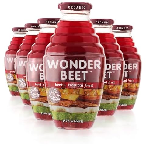 Beetology Organic Beet and Tropical Juice, 8.45oz (6 Pack) | 100% Cold Pressed | Heart Healthy | Nutrient Packed Vegetable Juice | Vibrant Flavor | Wonder Beet Cover