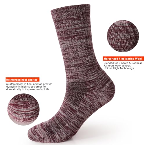 Image of EnerWear 4 Pack Women's Merino Wool Outdoor Hiking Trail Crew Sock