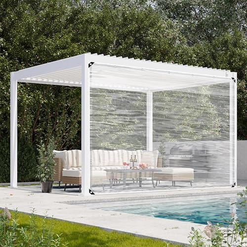 Lona protectora exterior impermeable de plástico transparente con cuerda 2