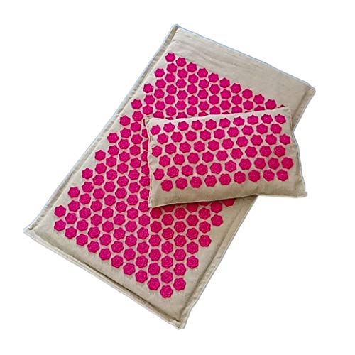 Back Massage Mat with Pillow Set-Pain, Lotus Acupuncture Mat Massage, Stress Relief,Back, Neck,Natural Organic Acupuncture Mat Gift for Women and Men