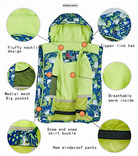 Image of Girls /Boys Snowsuits Hooded Insulated Windproof Winer Coats Ski Jacket Snow Pants Set