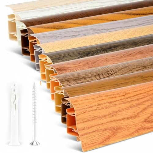 TJ Sockelleisten Buche I Länge 10 m I PVC Bodenleisten mit integriertem Kabelkanal I langlebige Fußleisten aus robustem Kunststoff in modernem Holzdesign I einfache Montage