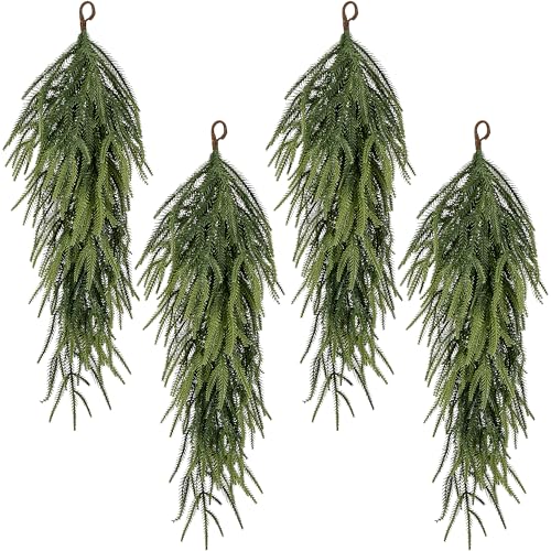 4 Pcs Extra Length Artificial Christmas Teardrop Swag, 30" Faux
