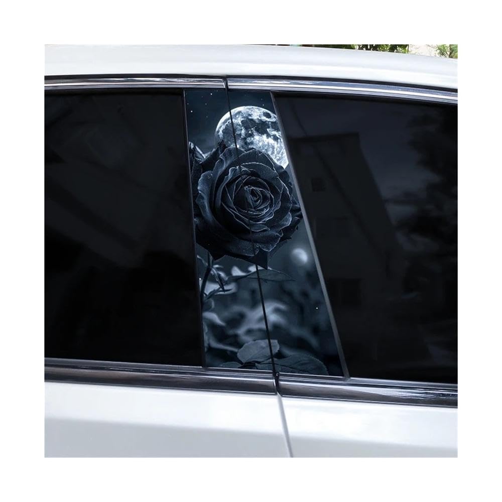 Bertdcx J Car Door Pillar Sticker Flame Rose Car Styling Decal Auto Parts(J)