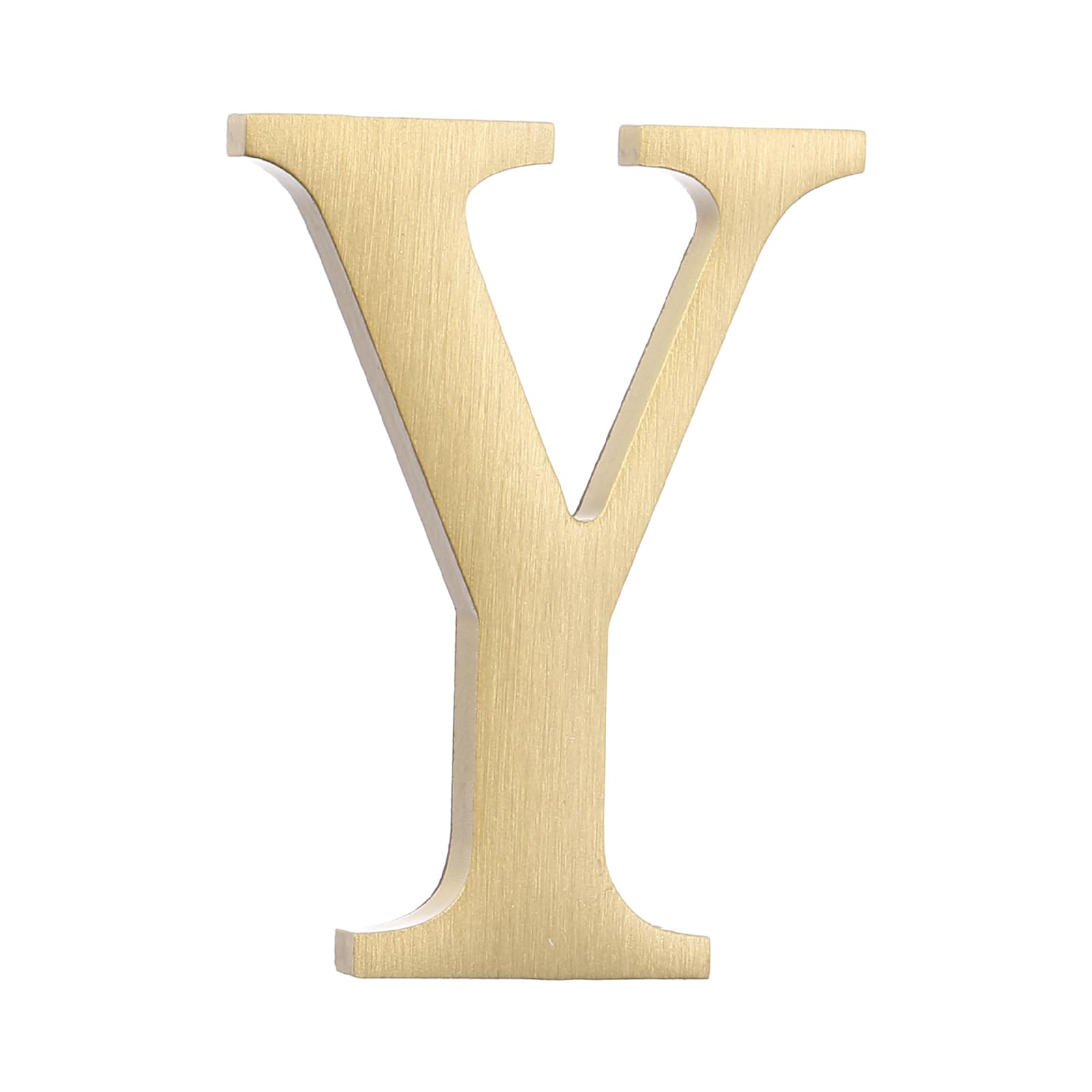 sourcing map 1.8 Inch House Letter, Brass Self-adhesive Mailbox Door Plaque, Brushed Finish Outdoor Address Sign for Office Hotel Apartments, Garden (Letter Y, Gold Tone)