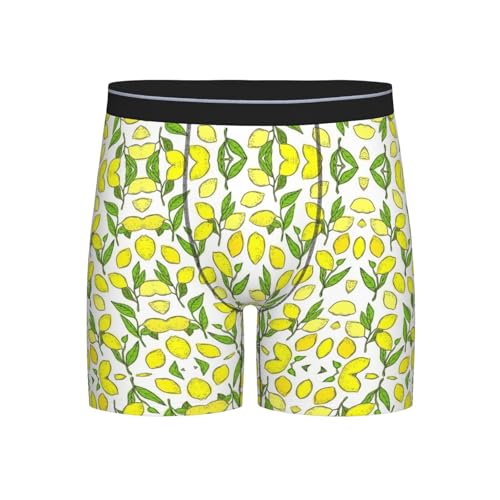 WOPQS Yellow Fresh Lemons - Boxer da uomo, elasticizzati, per esercizi a casa, Nero , M