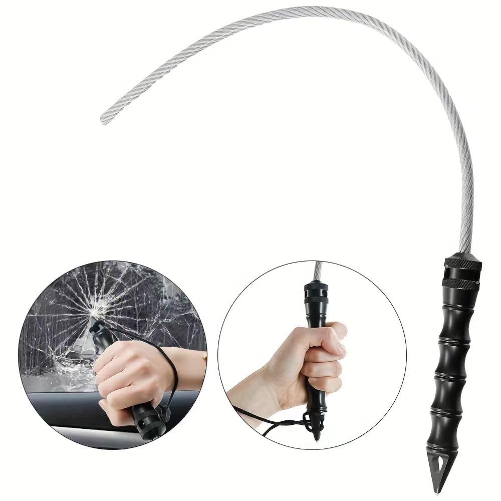 Látigo de defensa personal, herramienta de rescate de emergencia para coche, perforador de ventana, fácil de llevar, cabezal de látigo de acero inoxidable