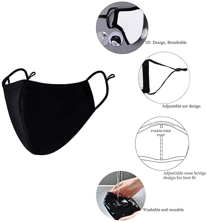 BIGXEN Skin Friendly Cotton Kids Mask | Multi Layer Different Design & Cartoon Kids Face Mask | Soft Ribbed Earloops Reusable & Washable Face Mask- Children, Without Valve (5 - PCS ADJESTABLE) 2