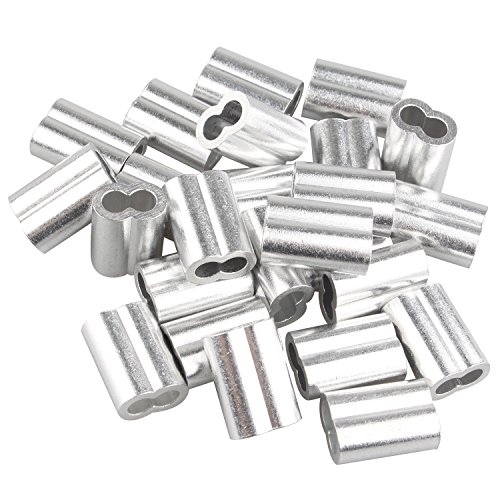 Futheda 25 pz 5.0 mm cavo fune metallica maniche alluminio clip piegatura anellini argentato con fori doppi