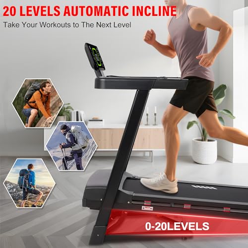 ECHANFIT Heavy Duty Treadmill for Home, 20% Auto Incline Treadmill 400 LB Capacity, 20" Wide Deck, 0.6-12 MPH, LED Display, Bluetooth Speaker, Foldable with App - Image 4