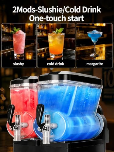 Image of Commercial Frozen Drink Maker 8Gal /30L, Double Tank Slushie Machine Maker 900W, 2 Mods 120 Cups Stainless Steel Margarita Smoothie Cocktail Maker for Restaurants, Bars, Cafes, Food Truck, Auto Clean