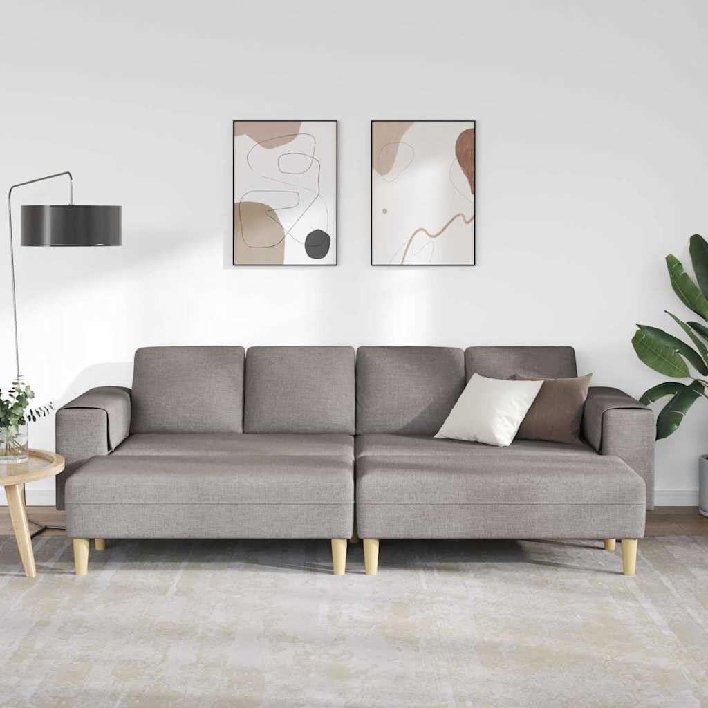 4-Sitzer Taupe Sofa Stoff Atmungsaktiv Modern 208 cm breit Konische Beine für Wohnzimmer Büro und Chill-Ecke