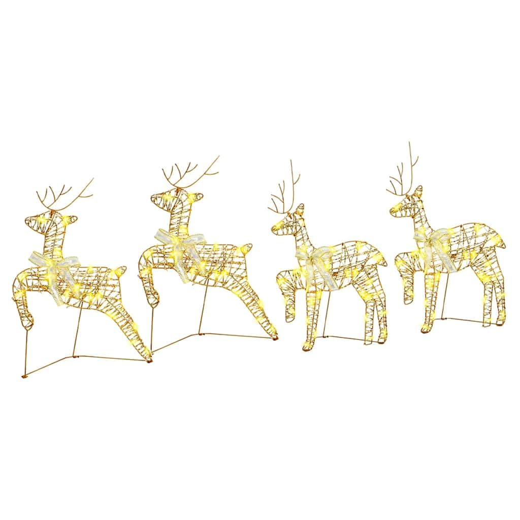 4er Set LED Rentiere Weihnachtsdeko Gold 80 LEDs USB Betrieb für Innen und Außenbereich 65,5 cm Deko Rentier Figur