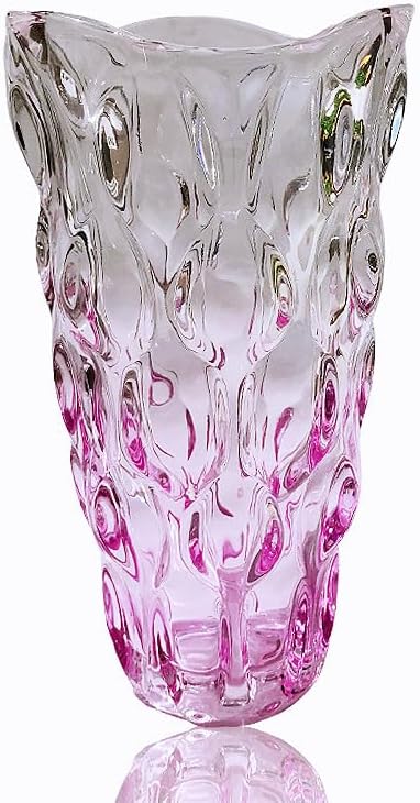 Florero de cristal irrompible de 2.4 libras y 9.5 pulgadas, jarrón brillante estilo bohemio, para centros de mesa, cocina, oficina, sala de estar,