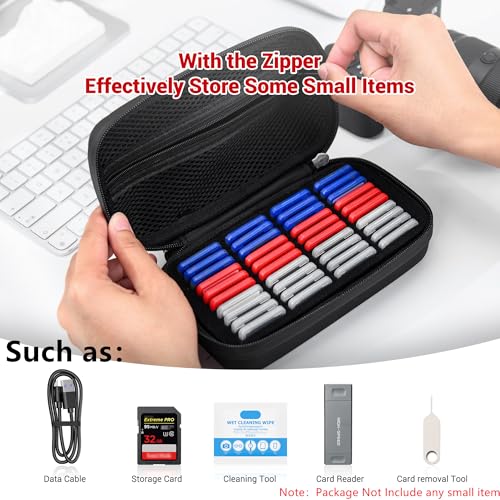 Image of EVA PU SD Card Case with 40 PCS Individual Plastic Memory Card Holder for 40 SD SDXC SDHC Cards,Dual Protect Water-Resistant Anti-Shock SD Card Carrying Case Organizer with Handle & Labels