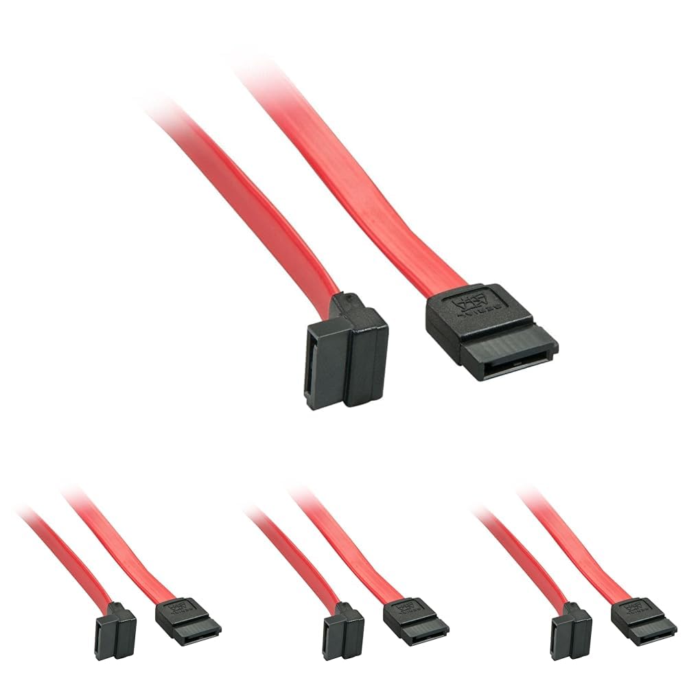 LINDY 33350 Internes SATA III Kabel, 1x 90° Stecker, 0,2m (Packung mit 4)