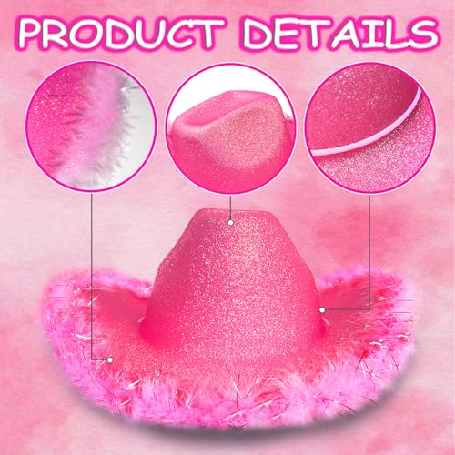 Image of SHENYI Glitter Cowgirl Hat with Heart Sunglasses Body Glitter Face Glitter Cowboy Hat for Women Men Music Festival Party