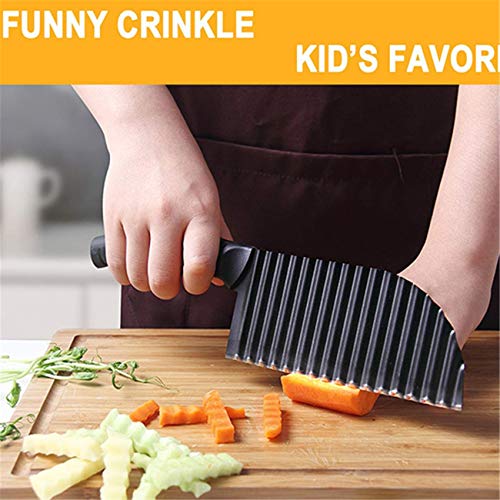 PANNIXIA Golfsnijder, aardappelsnijder, multifunctionele groentesnijder, ribbelmes, crinkle cutter, aardappel, salade… - Image 5