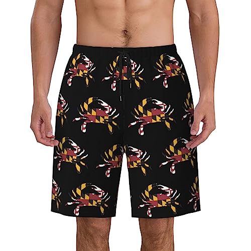 ROHKAO Maryland Flag Swim Trunks Men Quick Drying Beach Shorts Mesh Lining with Pockets Swim Trunks2