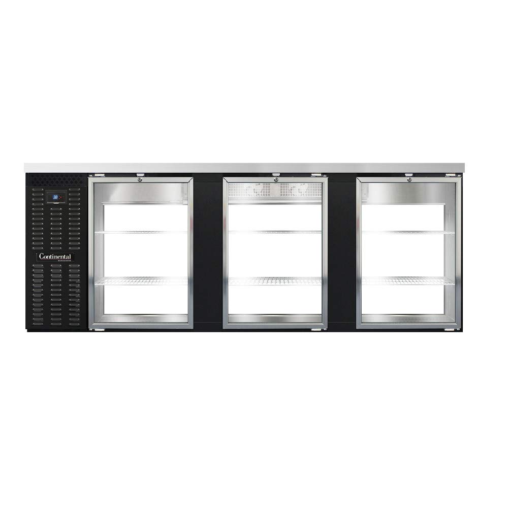 BBC90S-GD-PT Three Section Glass Door Refrigerated Pass-Thru Back Bar Cooler by Continental Refrigerator – Commercial Grade