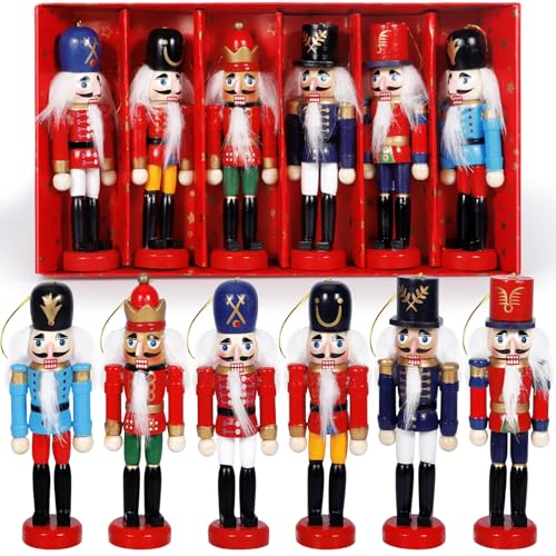 SACBRZZ 6 Stücke Nussknacker Weihnachten Aus Holz, 13cm/5“...