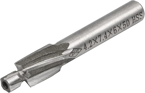 Miniatura 8 de Utoolmart Molino de extremo de avellanado, molinos de extremo de avellanados de vástago recto de acero de alta velocidad M6.2 de alta velocidad de 4