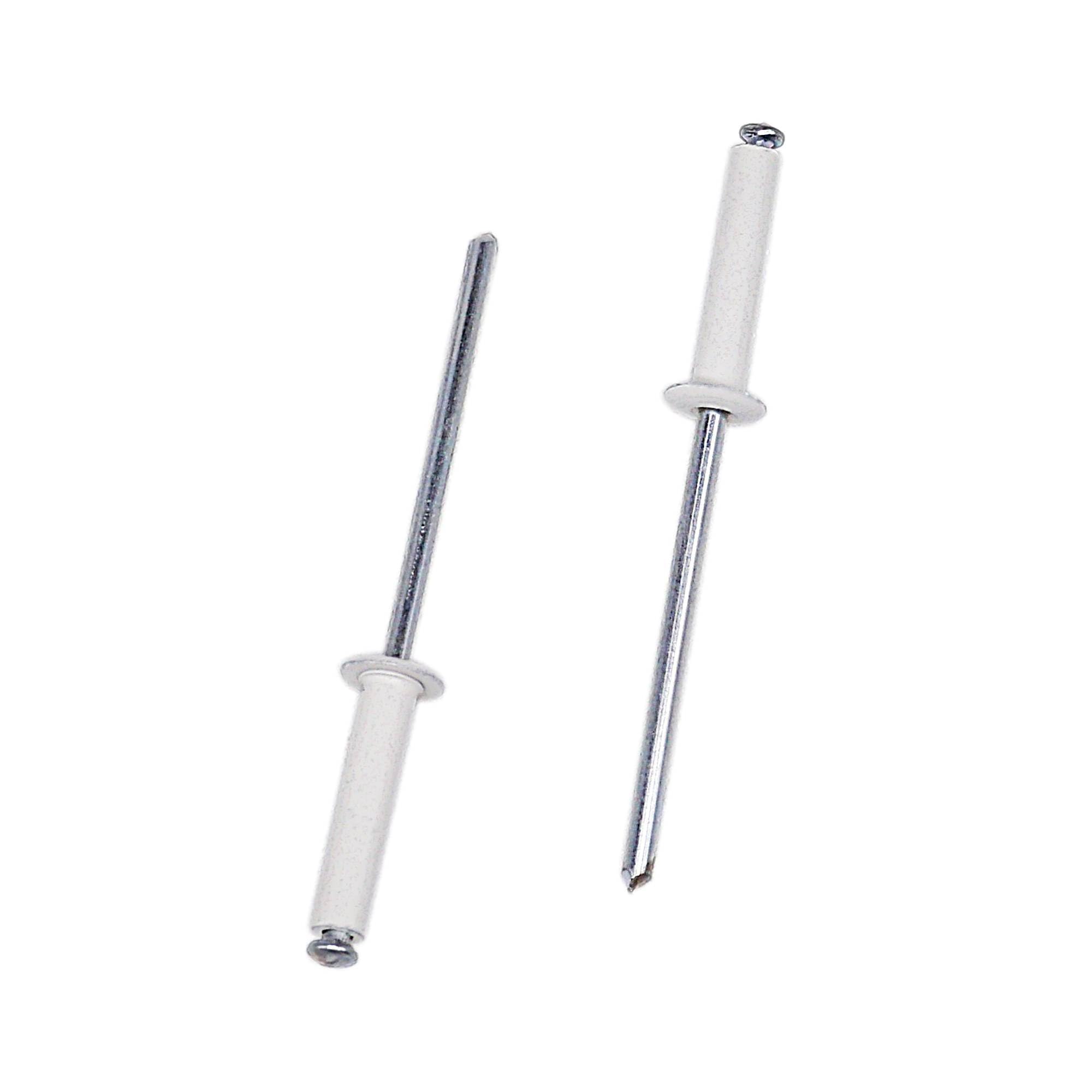 SKIR'CO (100 pcs) Painted Blind Rivets 3.2 x 16 mm, Aluminium Blind Rivets, DIN 7337, Dome Head, Steel Mandrel, Pop Rivets (Pure White RAL 9010)
