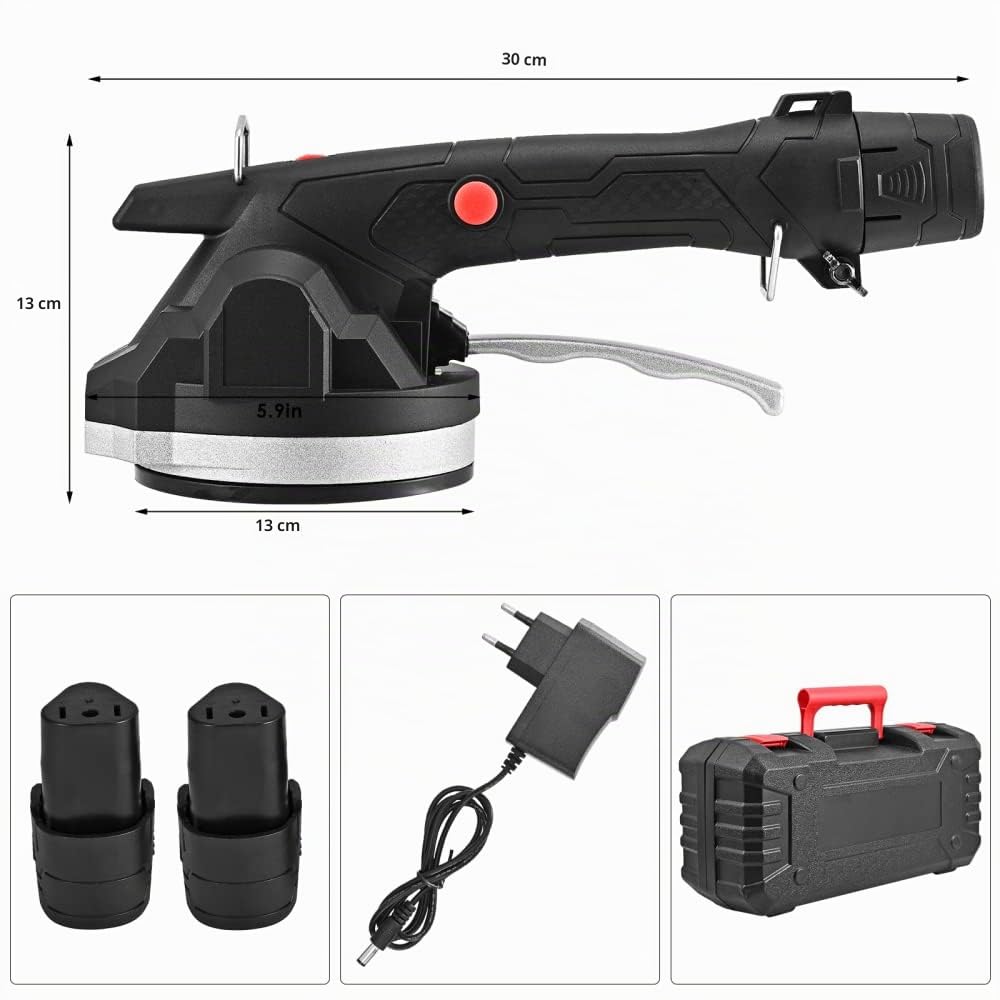 Fliesenvibrator 100 kg Fliesenmaschinen mit Saugnäpfen von 128 x 128 mm Fliesenverlegung mit 2 Batterien Automatische Nivellierung Vibrationswerkzeug Fliesenleger Maschine