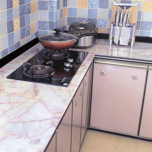 Image of NAREVAL Pink Marble Wallpaper Oilproof Waterproof - Self-Adhesive Wall Stickers Heat Resistant Marble Contact Paper for Marble (Pink Marble K10 60 * 200 Cm) (Pack of 5)