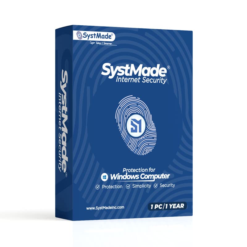 SystMade Internet Security I 1 PC 1 Year I Protection for Windows Computer I With Firewall Protection I Game Mode I Email Delivery in 2 Hours – No CD