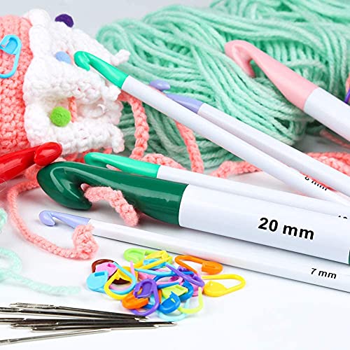 Image of Jasol Crochet Hook 6 Sizes Crochet Hooks Set 7mm-20mm for Large Size Yarn Crochet Needle Set of 1 (Multi)