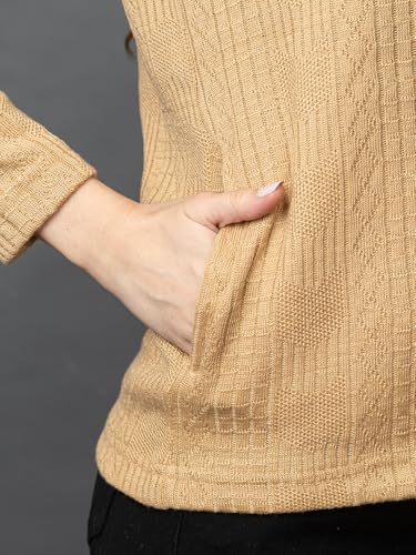 Image of Wear lusso Women's Woolen V-Neck Buttoned Full Sleeve Cardigan Self Design Soft Wool Fabric Winter Wear Pure Wool Sweater with Pockets Stylish Outdoor and Office Wear Girls