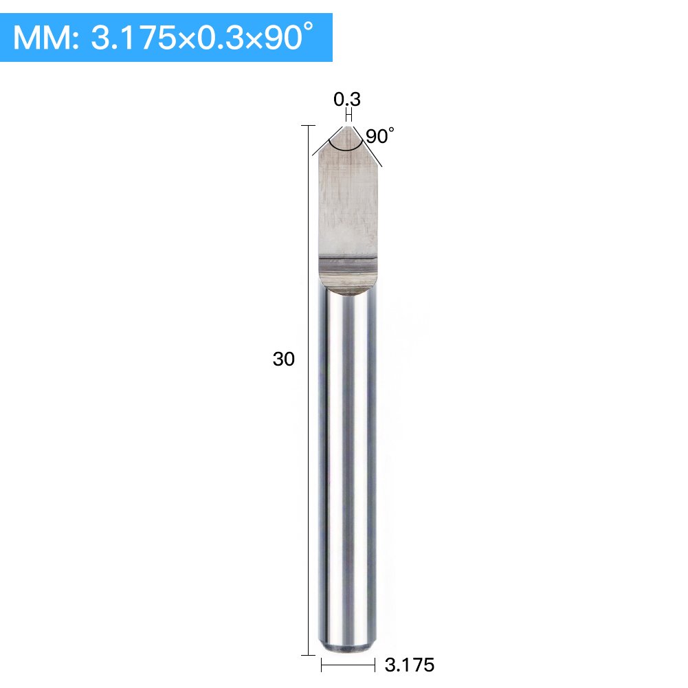 HUHAO CNC Engraving Bits, 90 Degree V Bits High-Precision Carbide Router Metal Engraving Bits 3.175mm 1/8