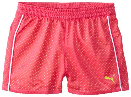 PUMA Big Girls' Active Double Mesh Short, Pink Glo, 12-14 (Large)