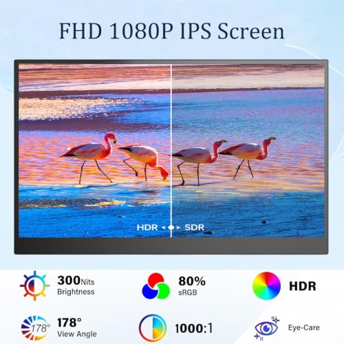 Image of Portable Monitor, 15.6 Inch 1080P Portable External Screen with Kickstand