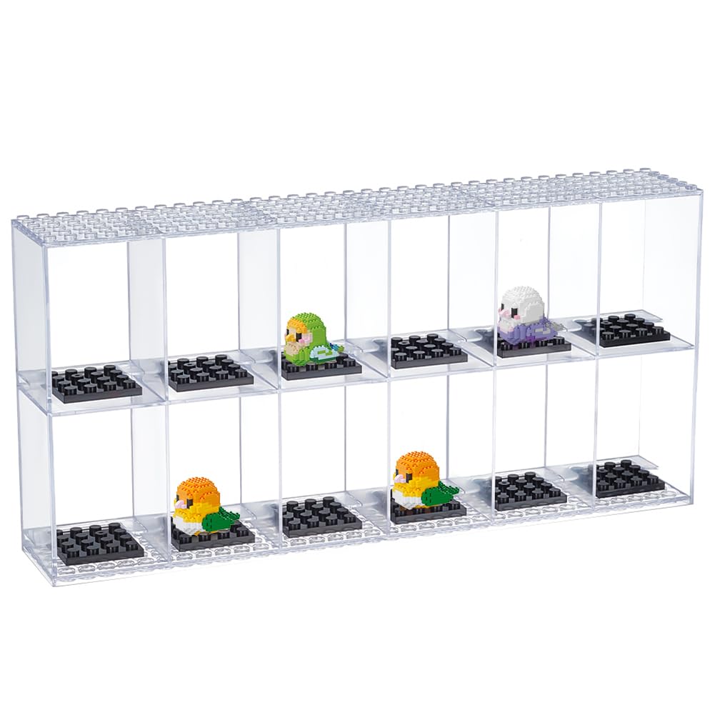 FINGERINSPIRE Espositore per Minifigure A 2 livello e 12 slot Espositore In Acrilico Trasparente con Base Nera Scatola di Presentazione per Minifigure Blocchi Da Costruzione Senza Coperchio