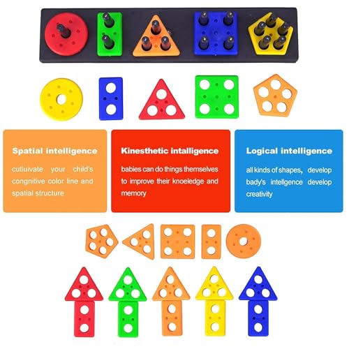 Image of Brand Conquer Plastic Montessori Toys Geometric Shape Matching 4 Column Blocks Sorting & Stacking Toys (4 Column Blocks Sorting)
