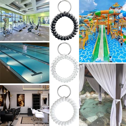 Image of TENOC Spiral Coil Keychain, Anti-lost Key Chain Holder Lanyard Cord for Sauna Outdoor Sports and Gym Pool