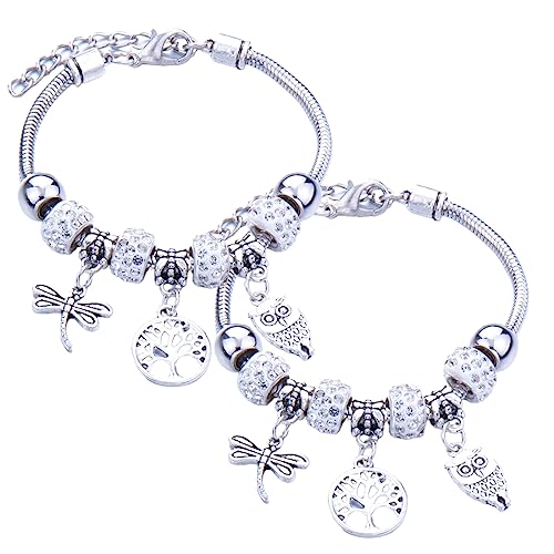 Lot de 2 bracelets pour femme, bracelets à maillons en acier inox...