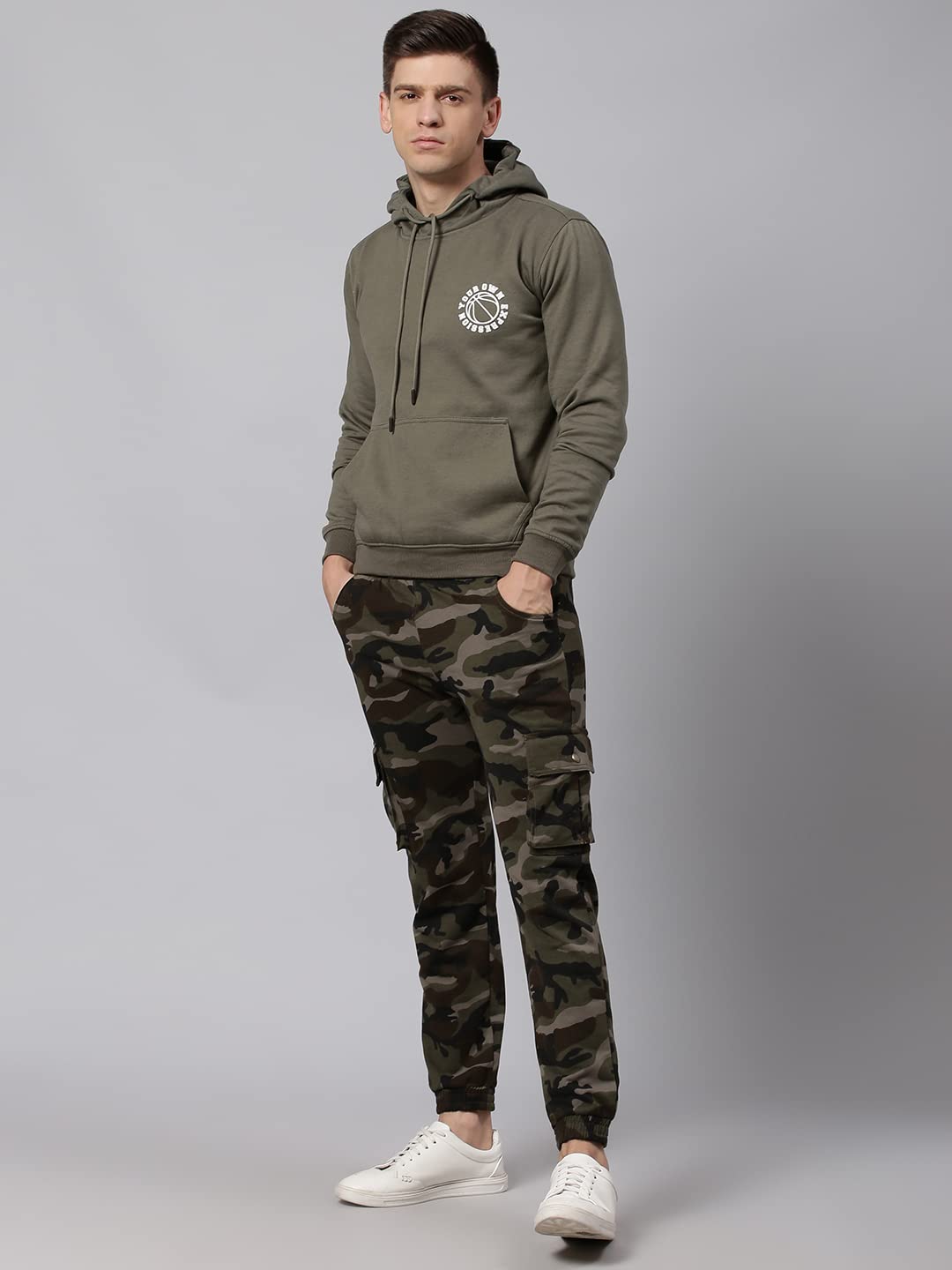 Dennis Lingo Męska bluza z kapturem Polycotton z kapturem z pełnym rękawem o regularnym kroju męska zimowa odzież codzienna (oliwkowa, S)