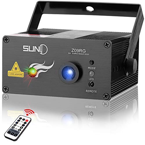 SUNY RG Stage Light DJ Stage Lights for Party Music Stage Projector 8 Gobos Red Green Stage Blue LED Remote Control Sound Active Stage Lighting Indoor Decorative Holiday Home Party Dance Bar Live Show