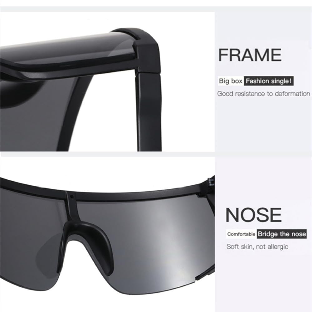 Sonnenbrille für Herren, Übergröße, Schild, Halbrahmen, Sonnenbrille für Damen, Schutzbrille, UV400