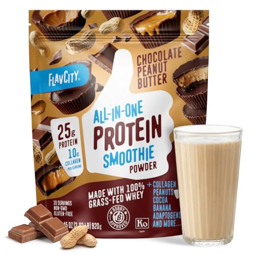 FlavCity Grass Fed Whey Chocolate Protein Powder -...