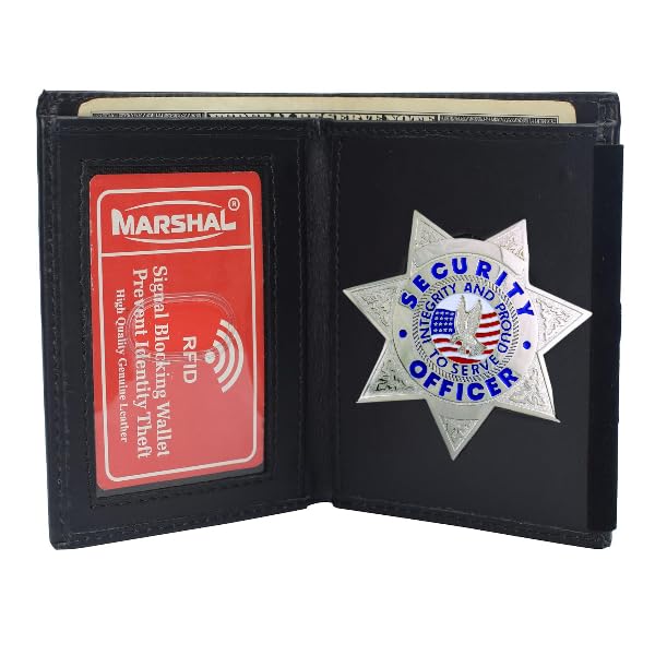 MARSHAL RFID Blocking 7 Point Start Badge Holder Genuine Leather Slim ID Wallet2