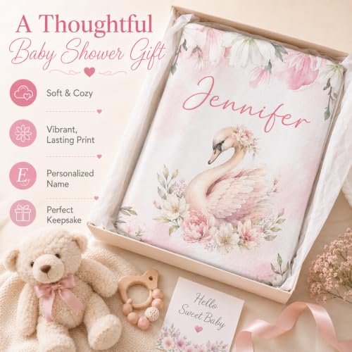 Image of Personalized Baby Blanket for Girls, Custom Nursery Blanket with Name, 30 x 40 Inch Soft Minky Blanket for Baby Toddlers, Newborn Print 08