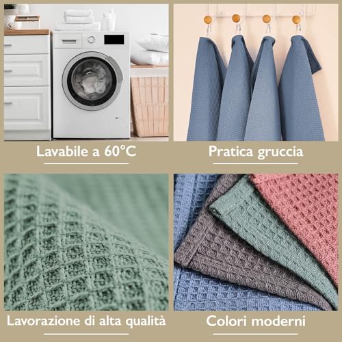 Blumtal strofinacci cucina cotone 50x70cm in set da 4 - stracci cucina 100% cotone - canovacci cucina cotone lavabili a 60°C - verde - immagine 4