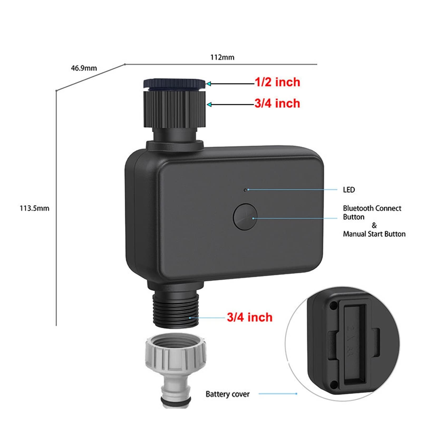 Smart Water Valve Spegnimento Giardino WIFI Smart Irrigazione Timer IP55 Irrigazione a goccia Automatica Timer per irrigazione Valvola di irrigazione Telecomando WIFI (Color : 2 timer with HUB)