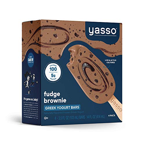 Yasso Frozen Greek Yogurt Bars Fudge Brownie, 4-Count Box (Case of 8)