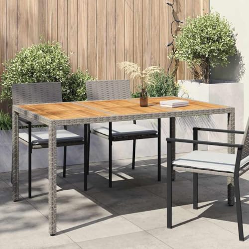 RCODSSK Table de jardin extensible pour terrasse - Gris - 150 x 90 x 75 cm - En polyrotin moderne - Table d'extérieur