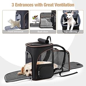 Lekereise Large Cat Backpack Carrier Expandable Pet Carrier Backpack for Small Dogs Medium Cats Fit Up to 18 Lbs Dog Backpack Carrier Foldable Puppy Backpack Carrier for Travel Hiking Black